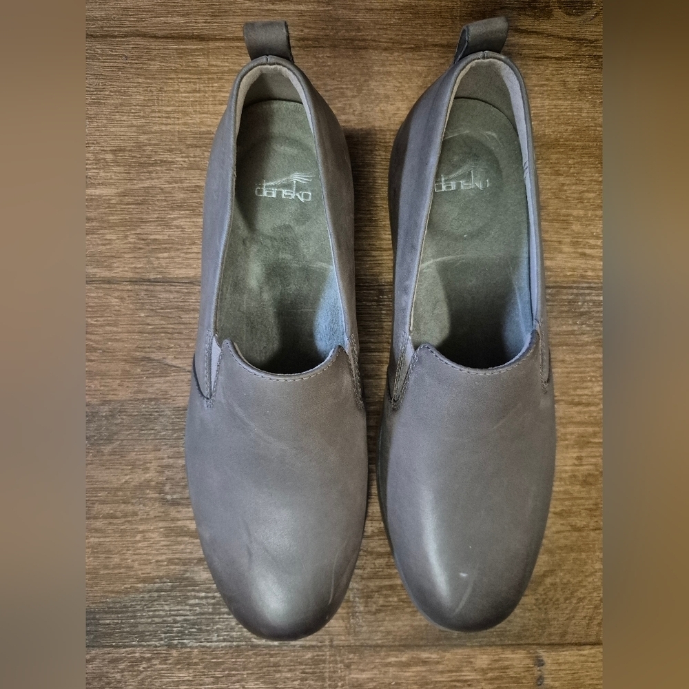 Dansko Tamara Women's Grey Suede Leather Slip-On Clog Shoes, Size EU 38